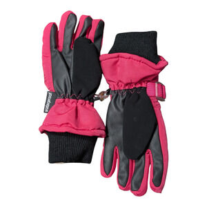 Girls Pink and Black Gloves-Size S/M -Waterproof - Sinch wrists to keep snow out
